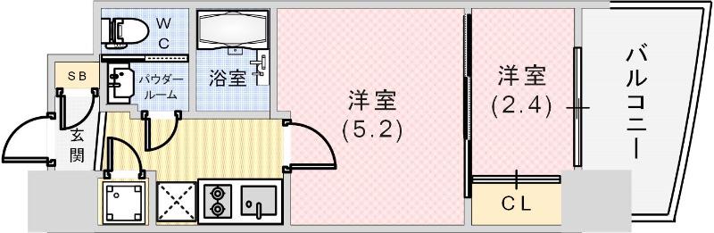セレニテ神戸プリエ(2K/10階)の間取り写真