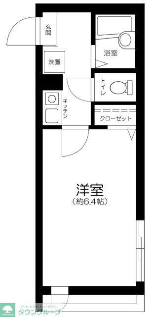 レジデンス江北(1K/2階)の間取り写真