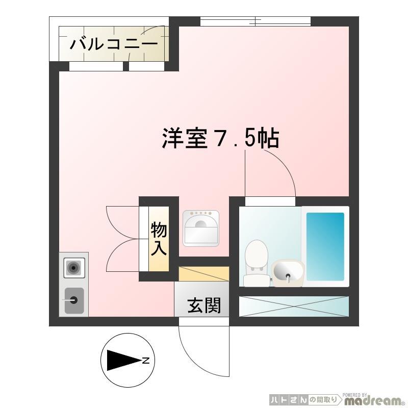 K-FLAT(ワンルーム/1階)の間取り写真