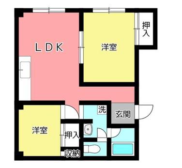 シャトウ姫路(2LDK/6階)の間取り写真
