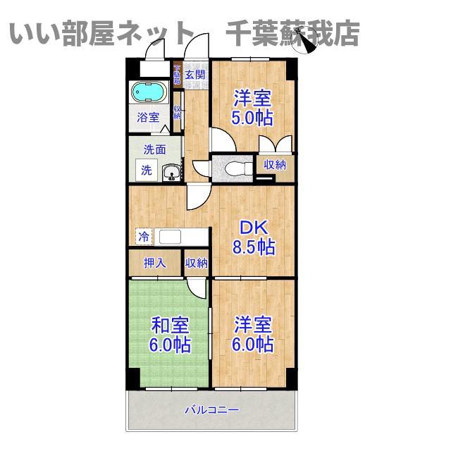 ビュープラザ(3DK/4階)の間取り写真