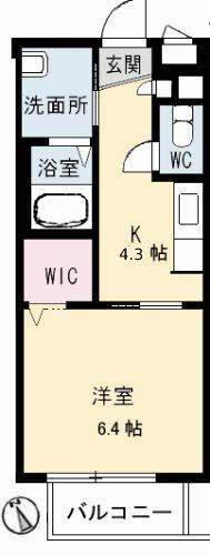 JR山陰本線 鳥取駅 車で9分 3階建 築23年(1K/1階)の間取り写真