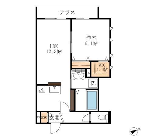 アークレジデンス(1LDK/1階)の間取り写真
