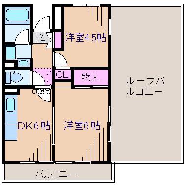 西山第9ビル エルム大倉山(2DK/7階)の間取り写真