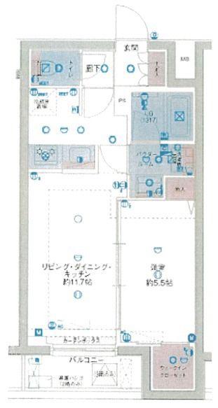 GENOVIA東向島SKYGARDEN(1LDK/2階)の間取り写真