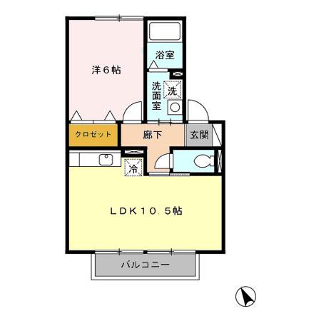 バロン首里平良(1LDK/2階)の間取り写真