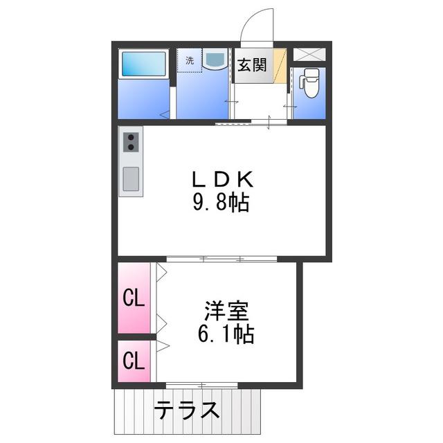 メゾン植野(1LDK/1階)の間取り写真