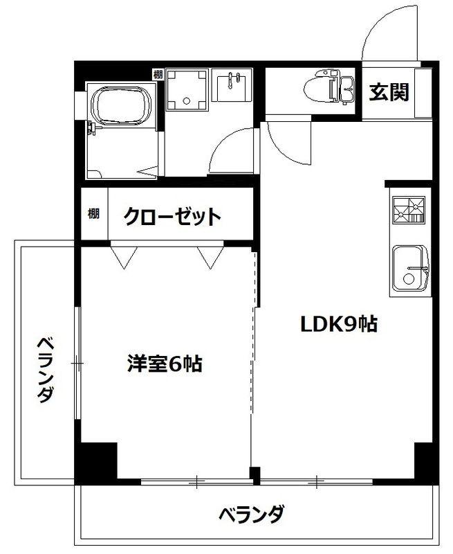 尾崎ビル(1LDK/3階)の間取り写真