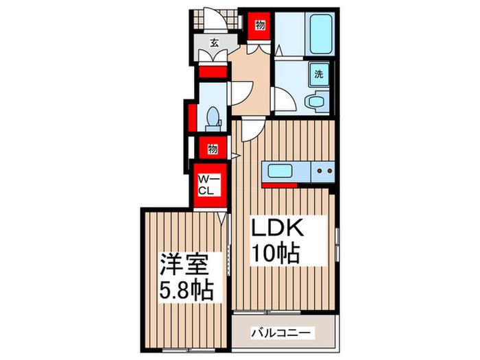 吉川市吉川美南アパート(1LDK/1階)の間取り写真