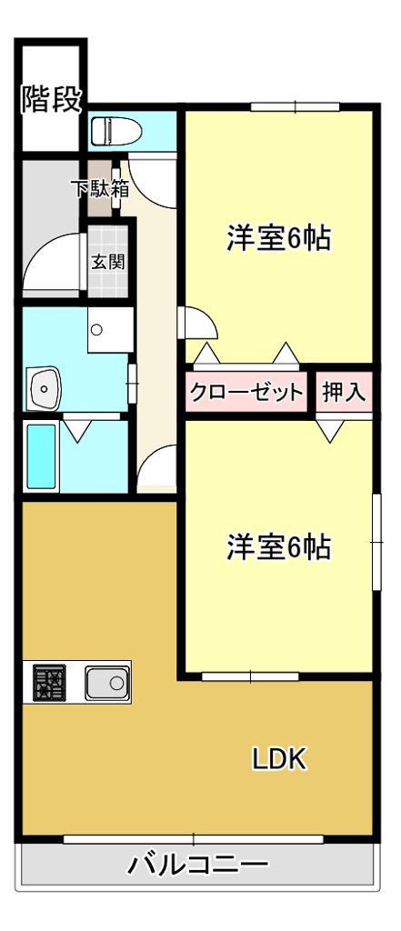 サンコート庄山(2LDK/3階)の間取り写真