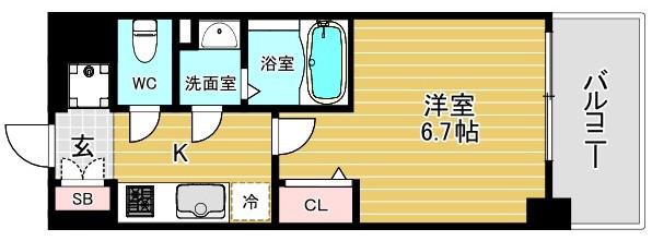 ALIVIS福島海老江(1K/5階)の間取り写真
