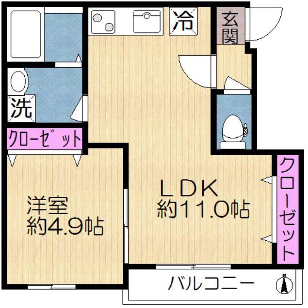 セレニティコート(1LDK/3階)の間取り写真