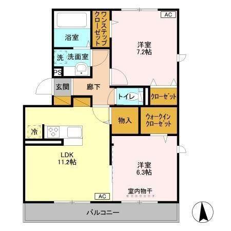 クレールコート(2LDK/2階)の間取り写真