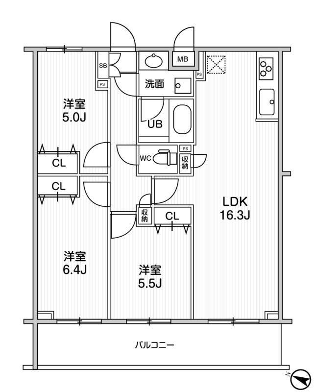 LIME RESIDENCE HIKIFUNE(3LDK/5階)の間取り写真