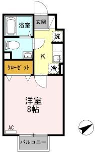 フォルトゥーナ(1K/2階)の間取り写真