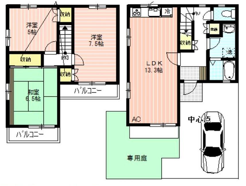 ブリージングタウン百草園(3LDK/1階)の間取り写真