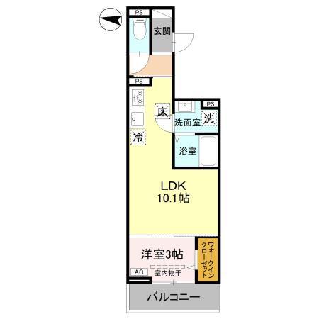 DーSERENO北野(1LDK/1階)の間取り写真