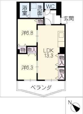 BARI HILLS(2LDK/5階)の間取り写真