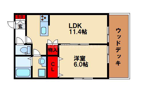 LADDER基山(1LDK/1階)の間取り写真