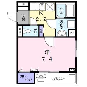 ル ヴェールF(1K/2階)の間取り写真