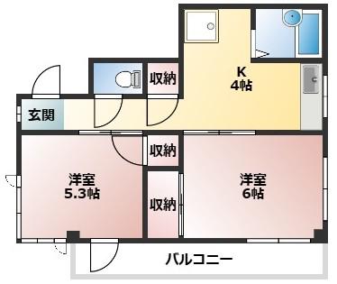 興和ハイツ(2K/3階)の間取り写真