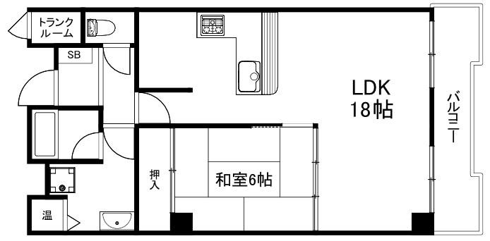 日興御所前スカイマンション(1LDK/2階)の間取り写真