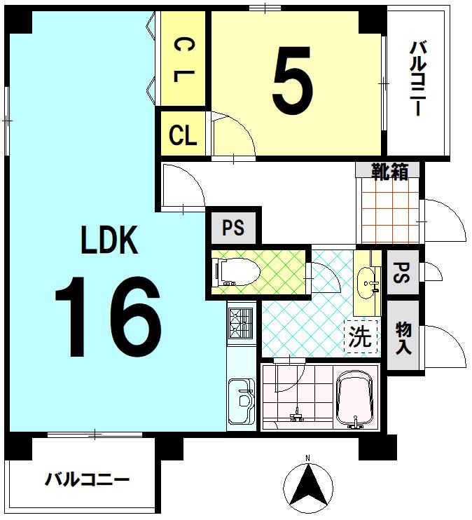 御池パークマンション(1LDK/7階)の間取り写真