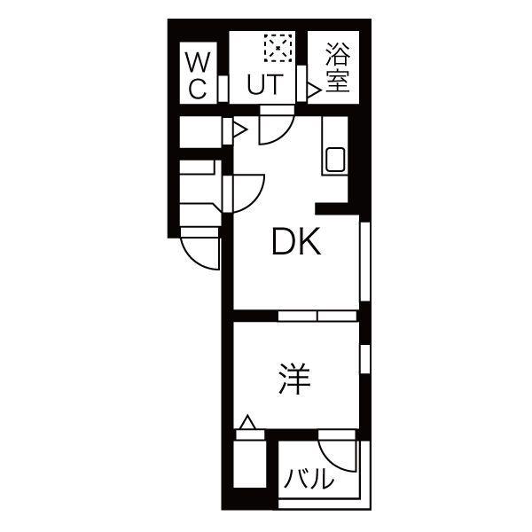 CUBE(1DK/2階)の間取り写真