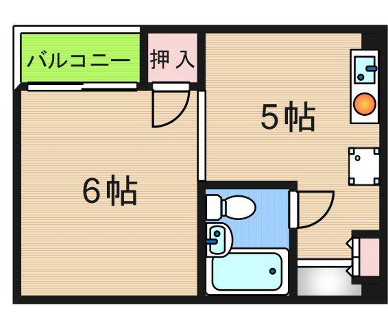 マンションンフジタケ(1DK/2階)の間取り写真