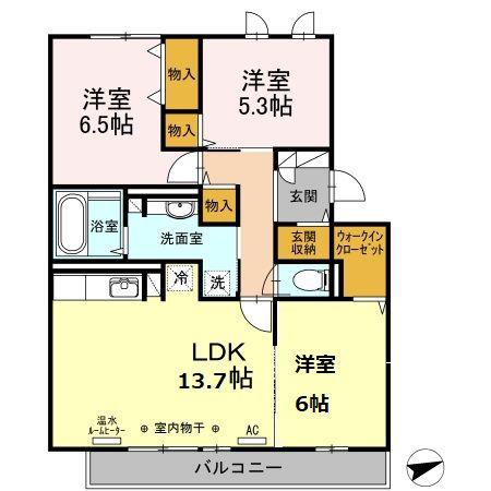 セジュールNANA(3LDK/2階)の間取り写真