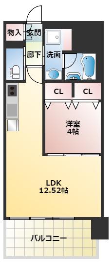 プレジオ八戸ノ里(1LDK/5階)の間取り写真