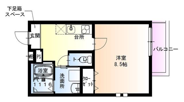 フジパレス堺今池サウス(1K/1階)の間取り写真