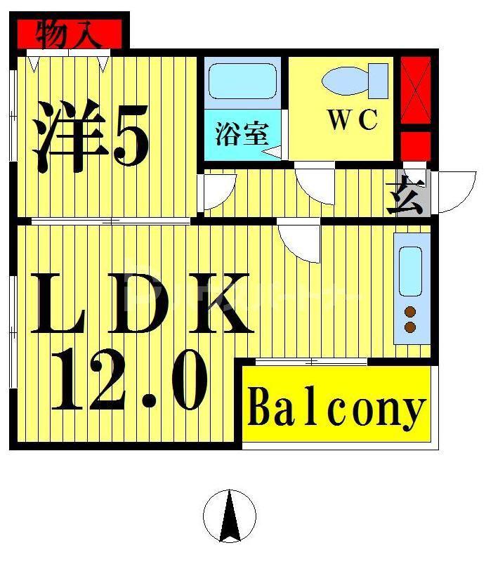 スリーハイム鹿浜(1LDK/3階)の間取り写真