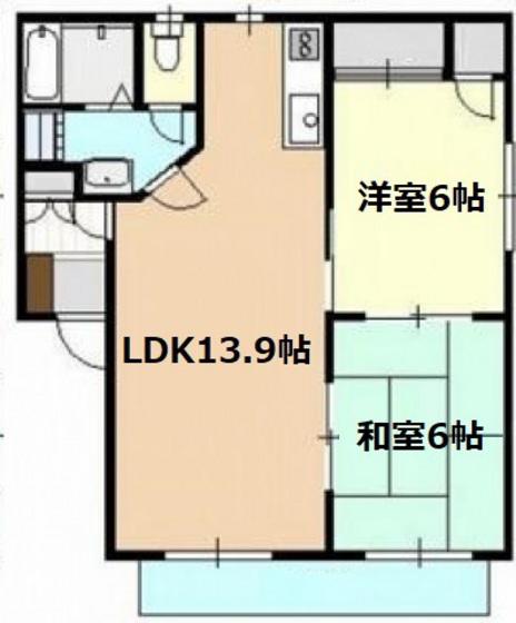 リリアン庚午A棟(2LDK/2階)の間取り写真