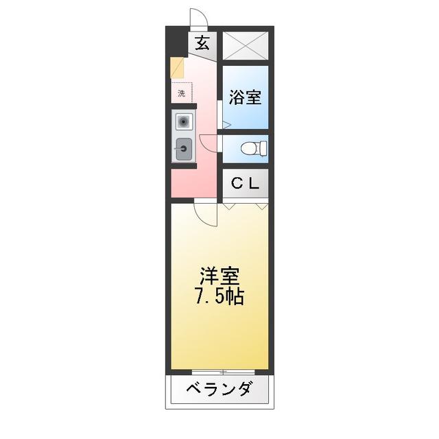 ホワイトリバー202(1K/5階)の間取り写真