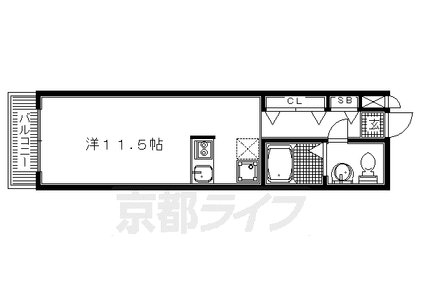 珠光ビル四条大宮II(ワンルーム/1階)の間取り写真