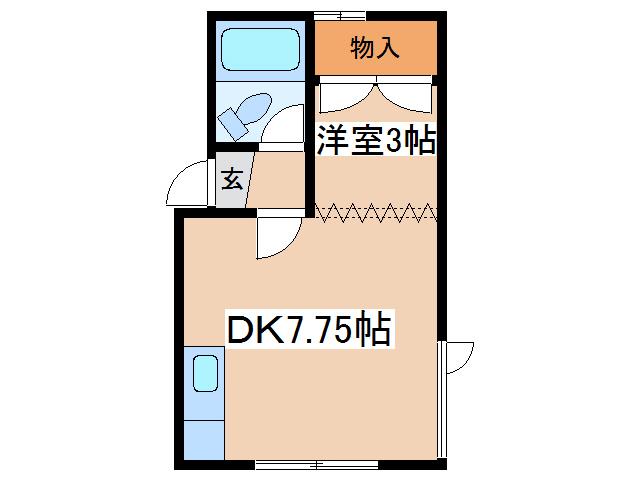 パークサイドA(1DK/2階)の間取り写真