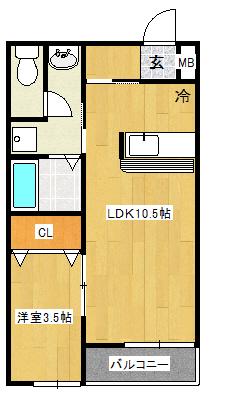 エスポワール(1LDK/2階)の間取り写真