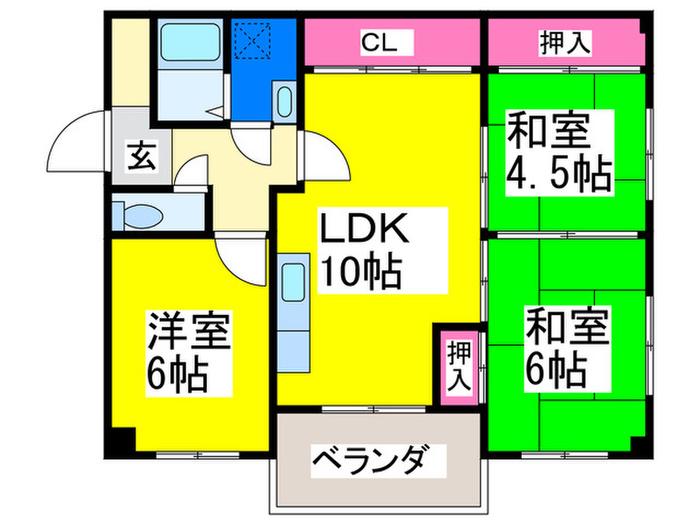 カーサ小林(3LDK/3階)の間取り写真