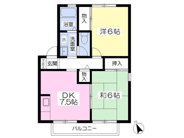 グランブルーI(2DK/1階)の間取り写真