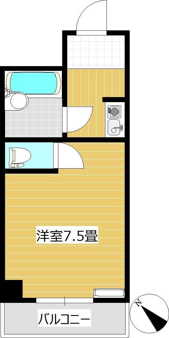 豊国スカイマンション久留米南(ワンルーム/3階)の間取り写真