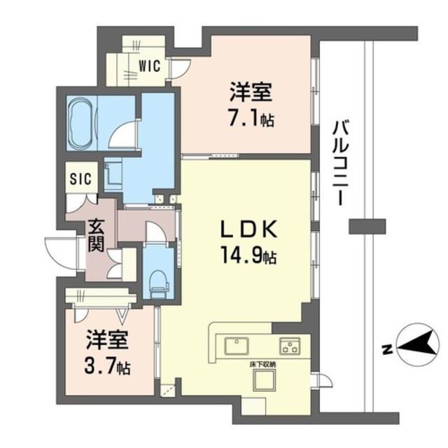 コモド稲田堤II(2LDK/1階)の間取り写真