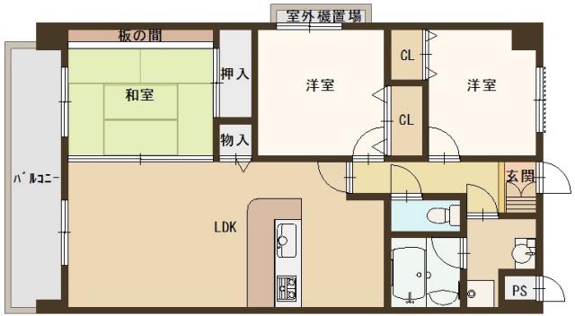 ライオンズマンション広畑正門通(3LDK/6階)の間取り写真