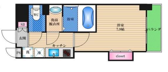 LUXE長田(1K/7階)の間取り写真