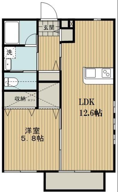 カリヨン(1LDK/2階)の間取り写真