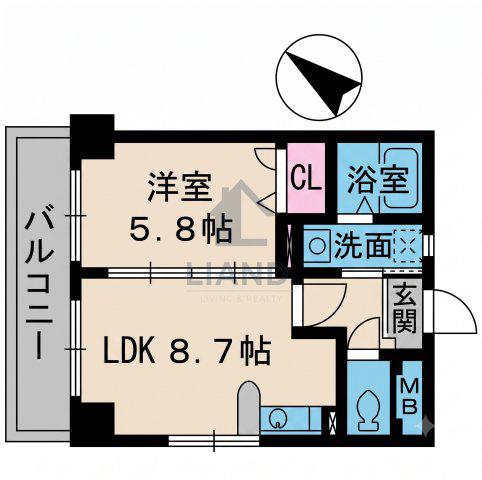 シティライフ博多駅南(1LDK/2階)の間取り写真