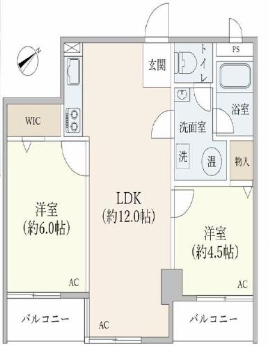 エルアルカサル鶯谷(2LDK/6階)の間取り写真