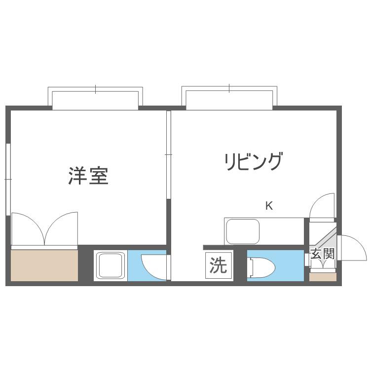 KDビル(1DK/2階)の間取り写真