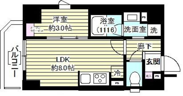 レガシア御茶ノ水(1LDK/5階)の間取り写真