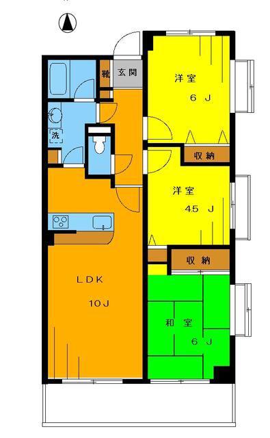 ライオンズマンション中野桃園(3LDK/4階)の間取り写真